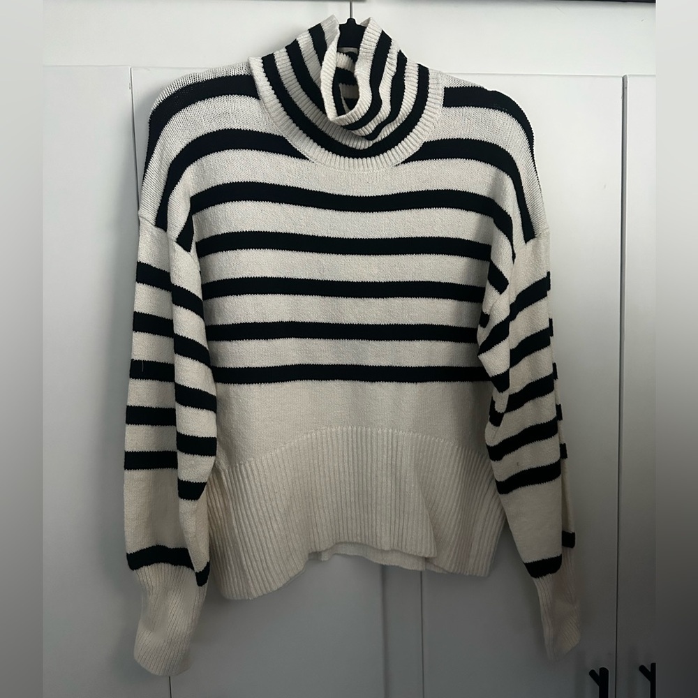 A New Day Striped Black and White Turtleneck Sweater Size S